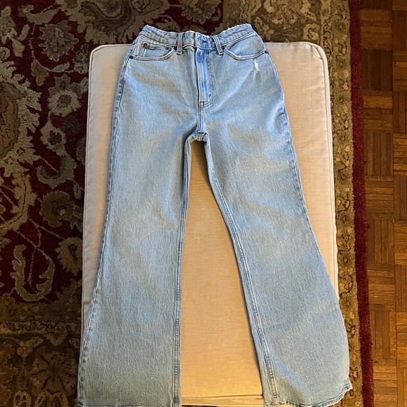 Abercrombie & Fitch curve love Blue High Rise Vintage Flare Jeans 26/2 short - Picture 3 of 6